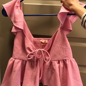 Urban Outfitters Pink Sierra Keyhole Babydoll Blouse